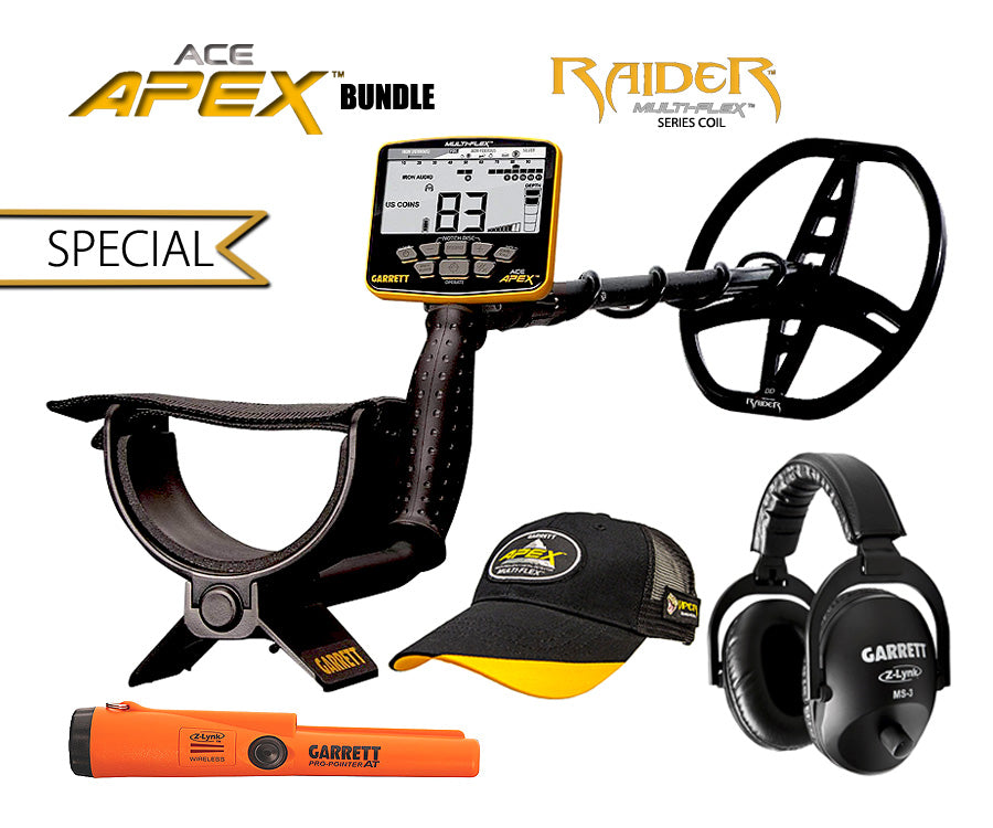 Garrett | Ace Apex Metal Detector With 8.5" x 11" Raider DD Coil & Z-Lynk Wireless Headphones | LMS Metal Detecting