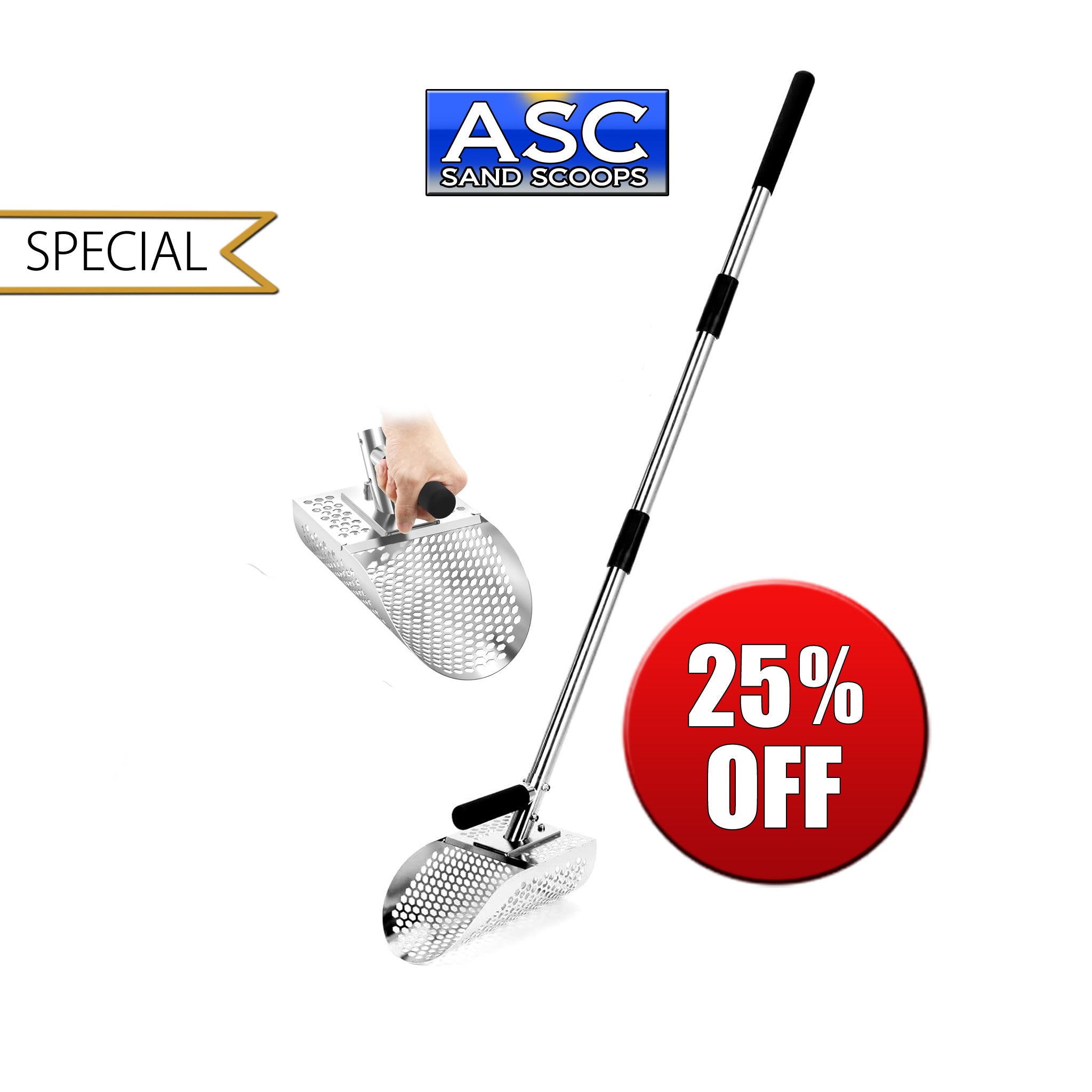 ASC | Stainless Steel 46 Inch Sand Scoop | LMS Metal Detecting