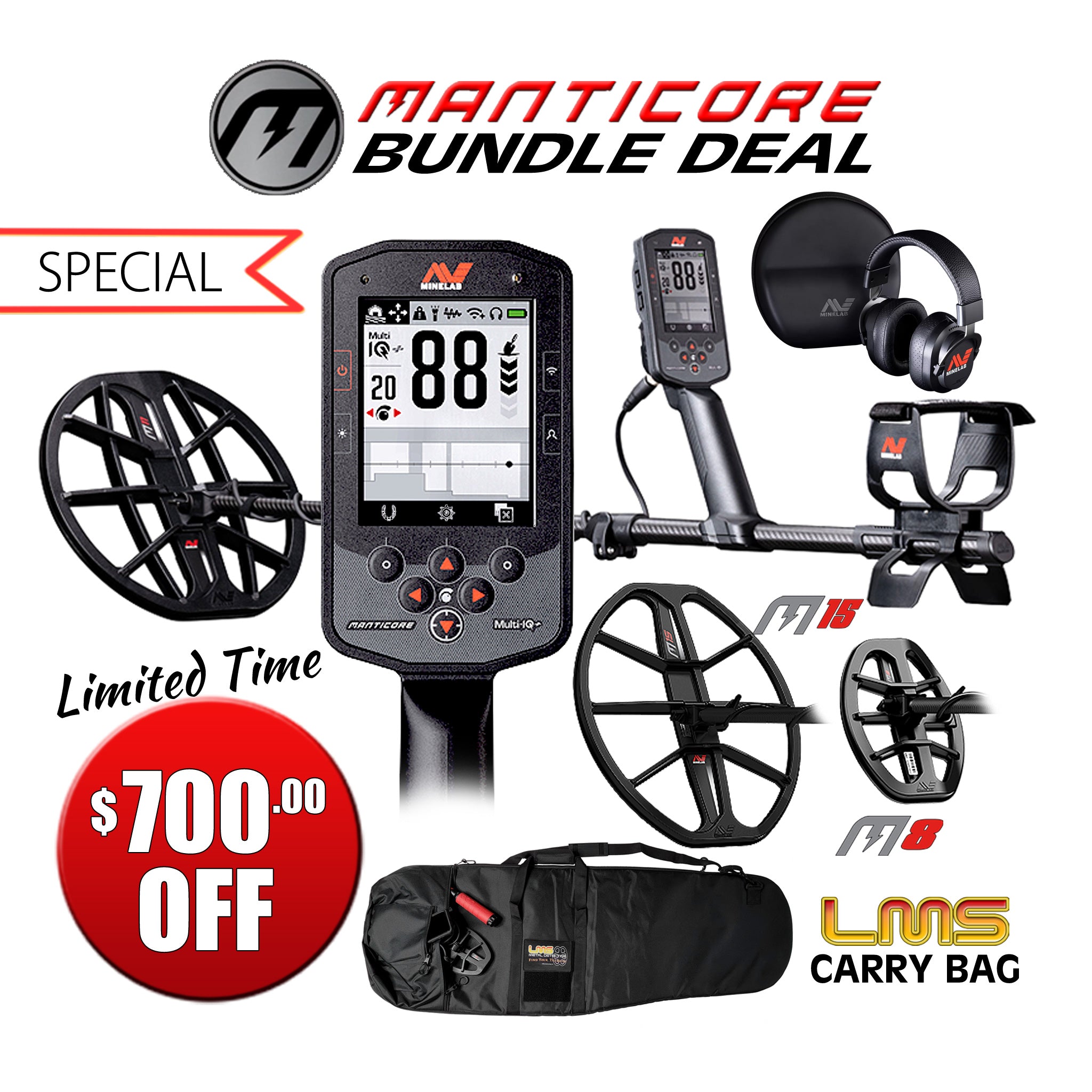 Minelab |  Manticore Metal Detector Bundle | LMS Metal Detecting