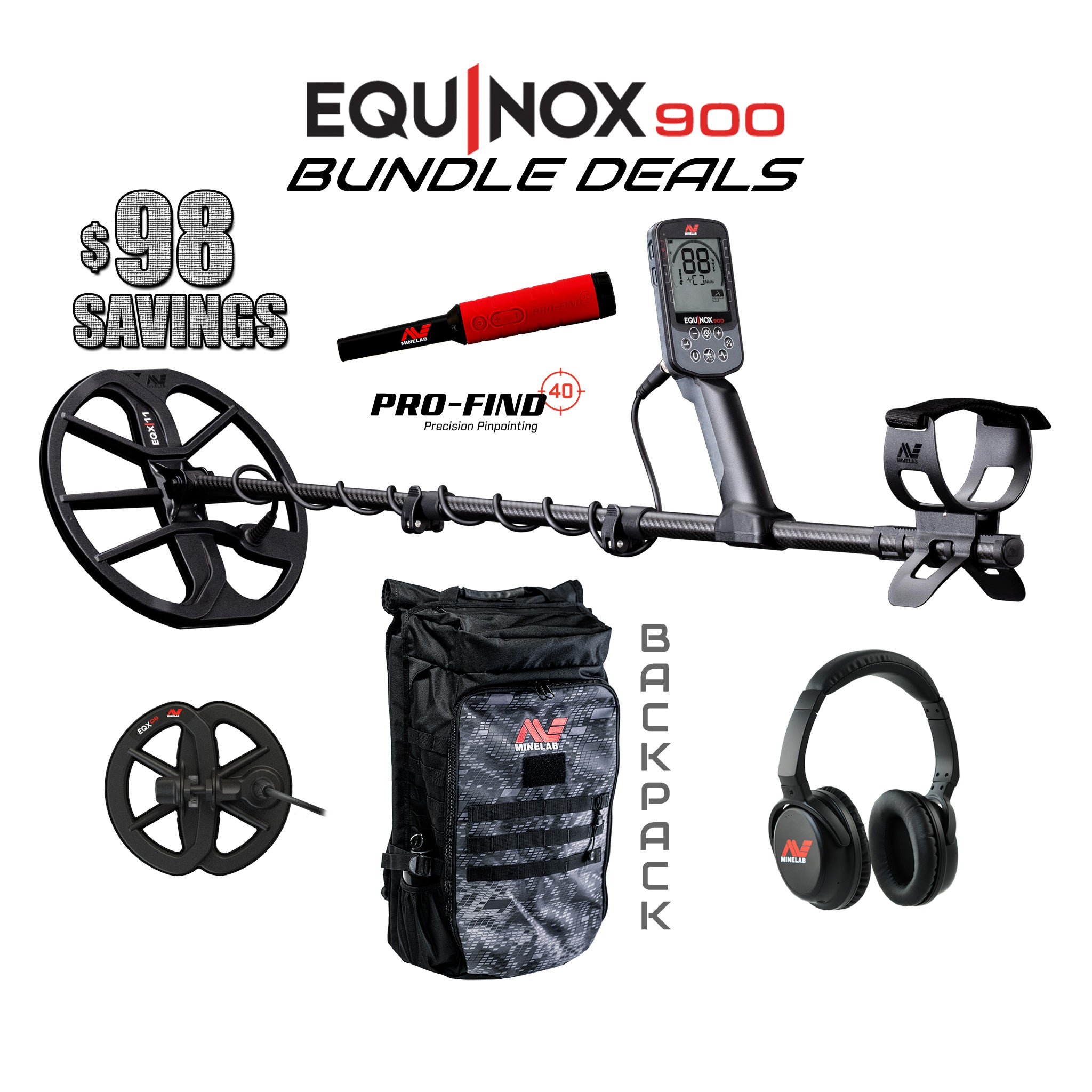 Minelab |  Equinox 900 Metal Detector Bundle Deals | LMS Metal Detecting