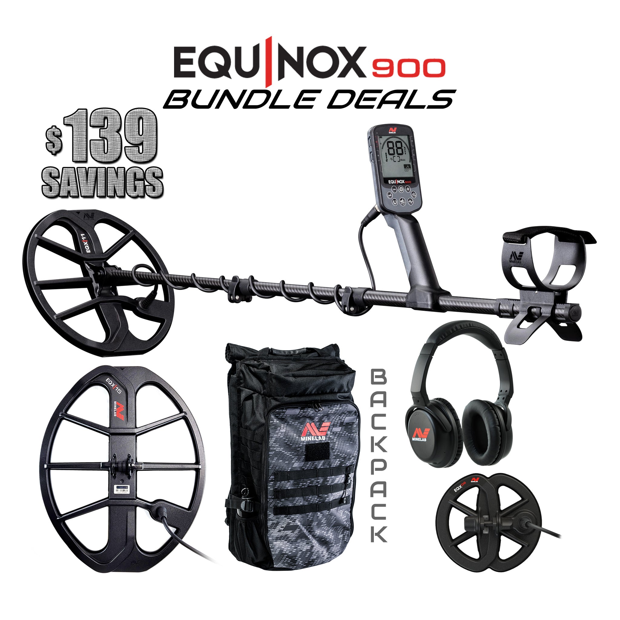 Minelab |  Equinox 900 Metal Detector Bundle Deals | LMS Metal Detecting