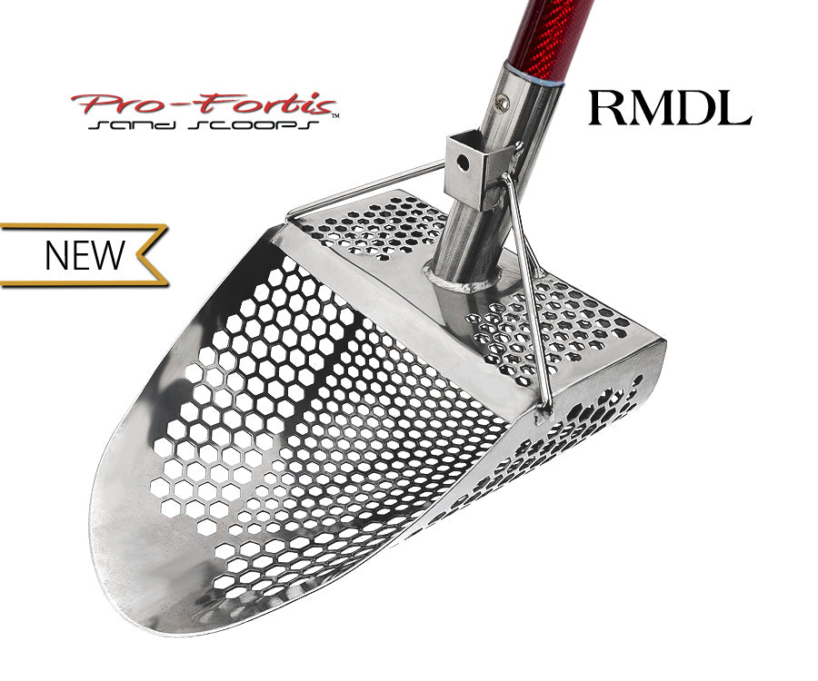 Pro-Fortis Stainless Steel RMDL Sand Scoop with Deep Red Carbon Fiber Handle