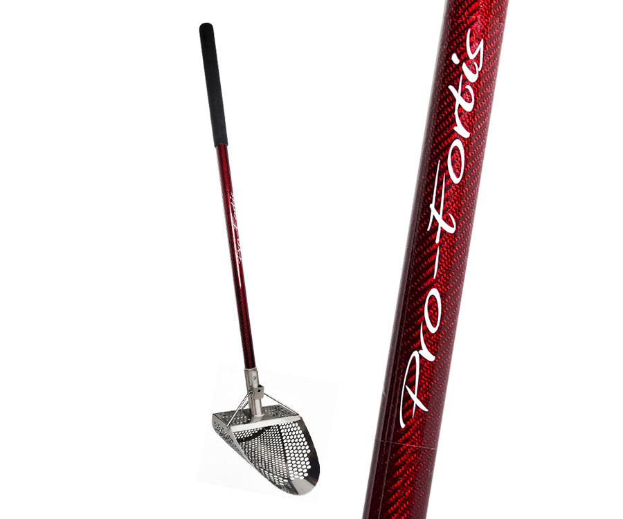 Pro-Fortis Stainless Steel RMDL Sand Scoop with Deep Red Carbon Fiber Handle