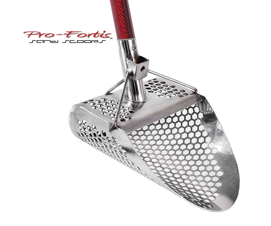 Pro-Fortis | Stainless Steel RMX Sand Scoop Deep Red Carbon Fiber | LMS Metal Detecting