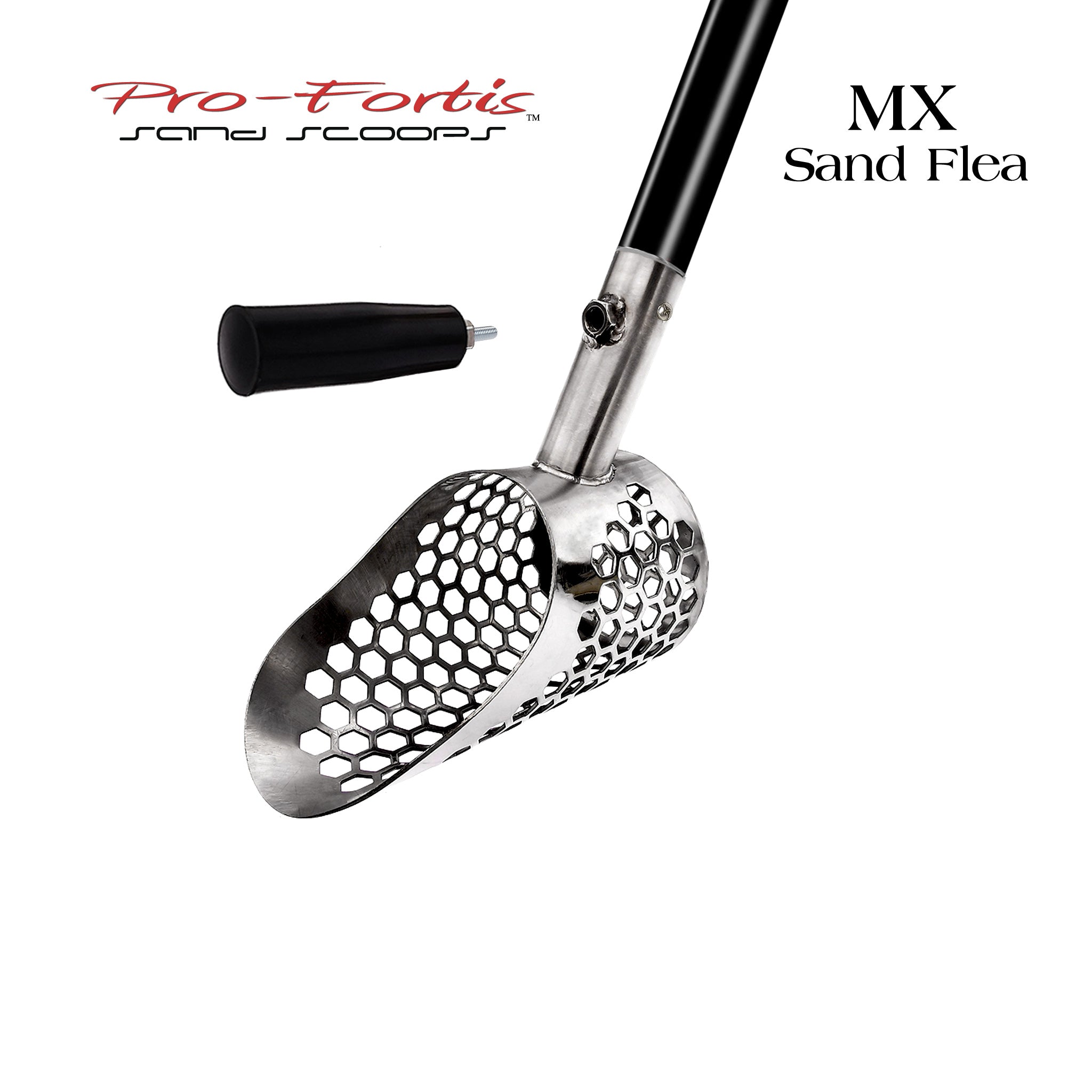 Pro-Fortis | MX Sand Flea Scoop Black Fiberglass Handle | LMS Metal Detecting