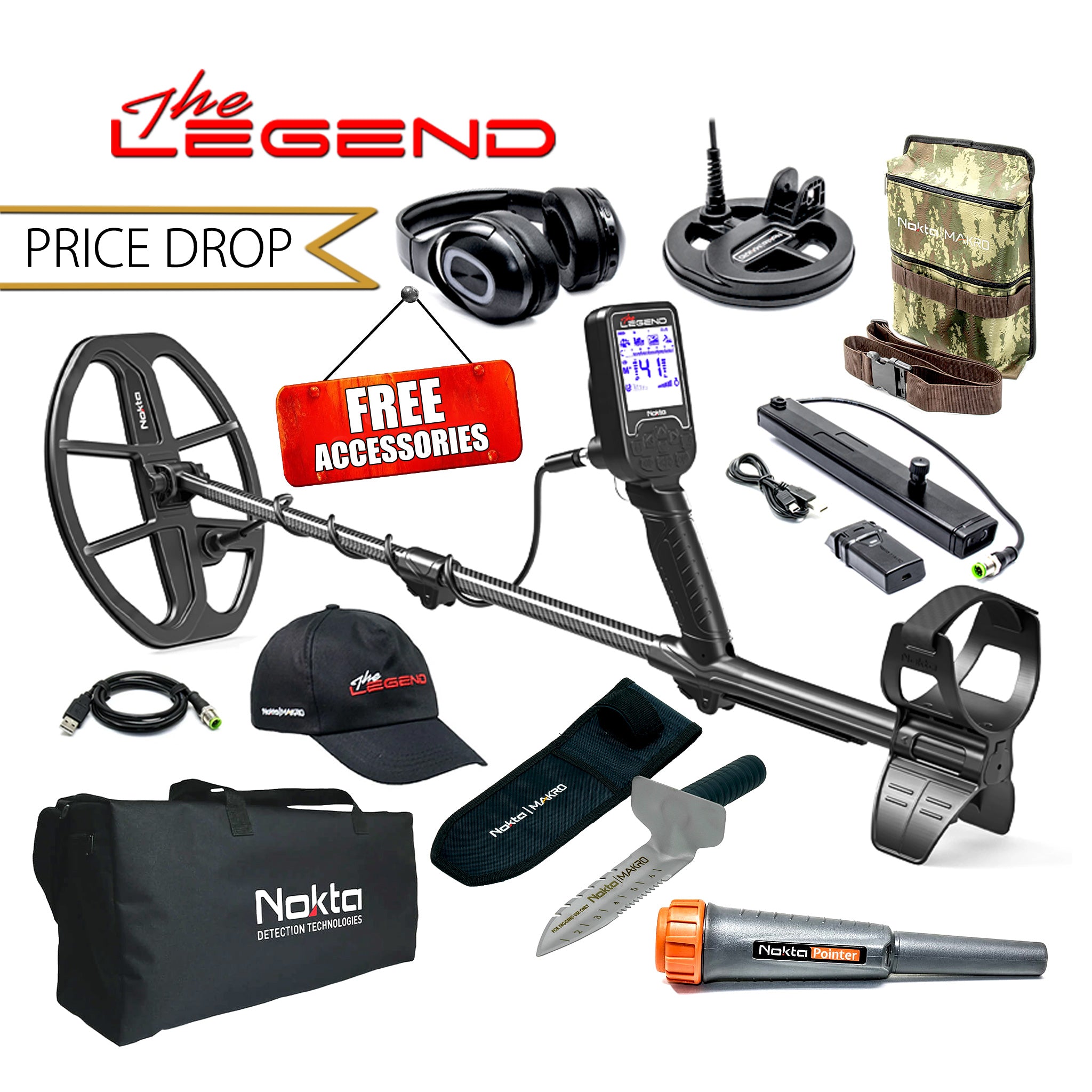 Nokta | The Legend Metal Detector Pro Pack with LG30 12" X 9" Coil | LMS Metal Detecting