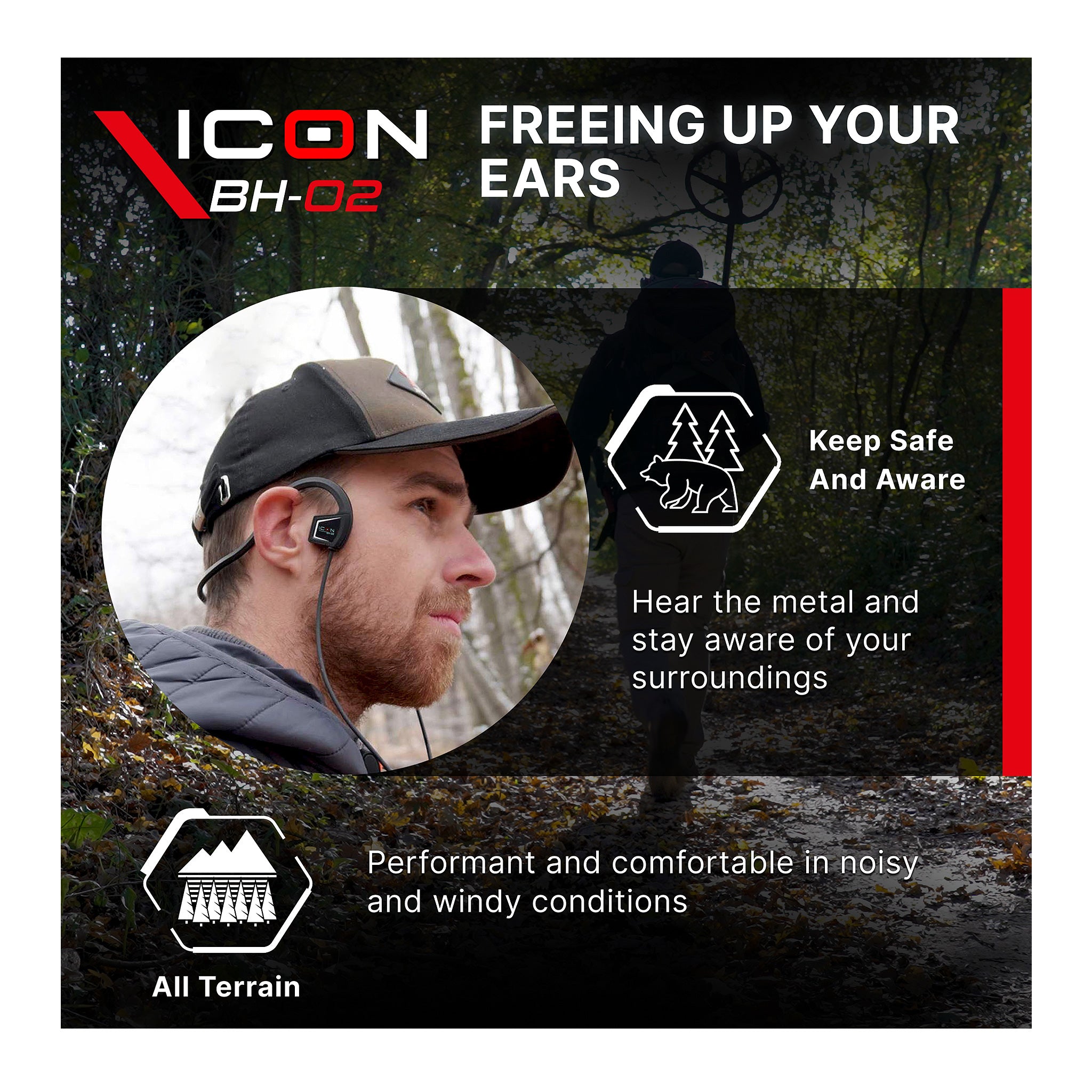 XP Metal Detectors | BH-02 ICON Bone Conduction Waterproof Headphones | LMS Metal Detecting