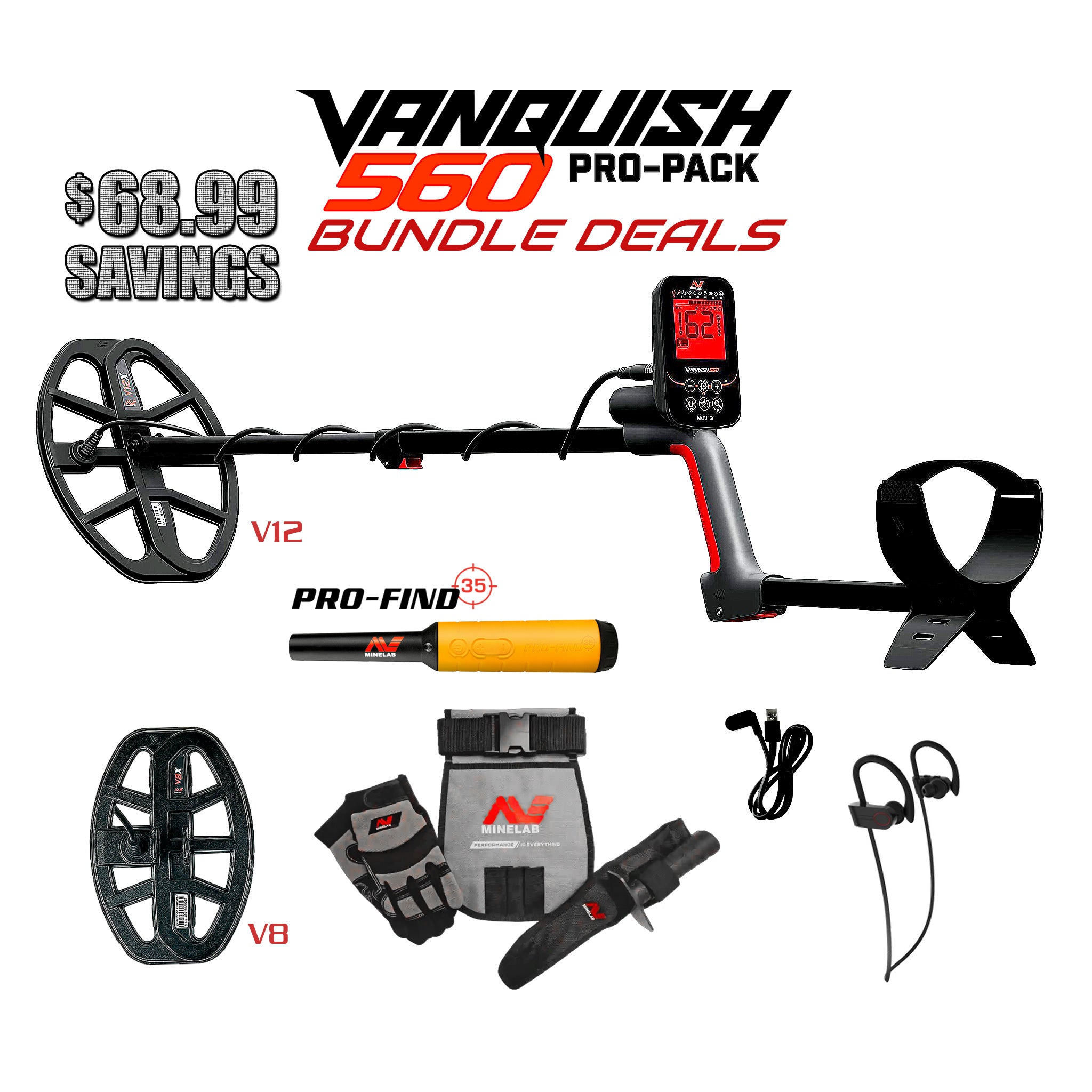 Minelab | Vanquish 560 Pro Pack Metal Detector Bundle | LMS Metal Detecting