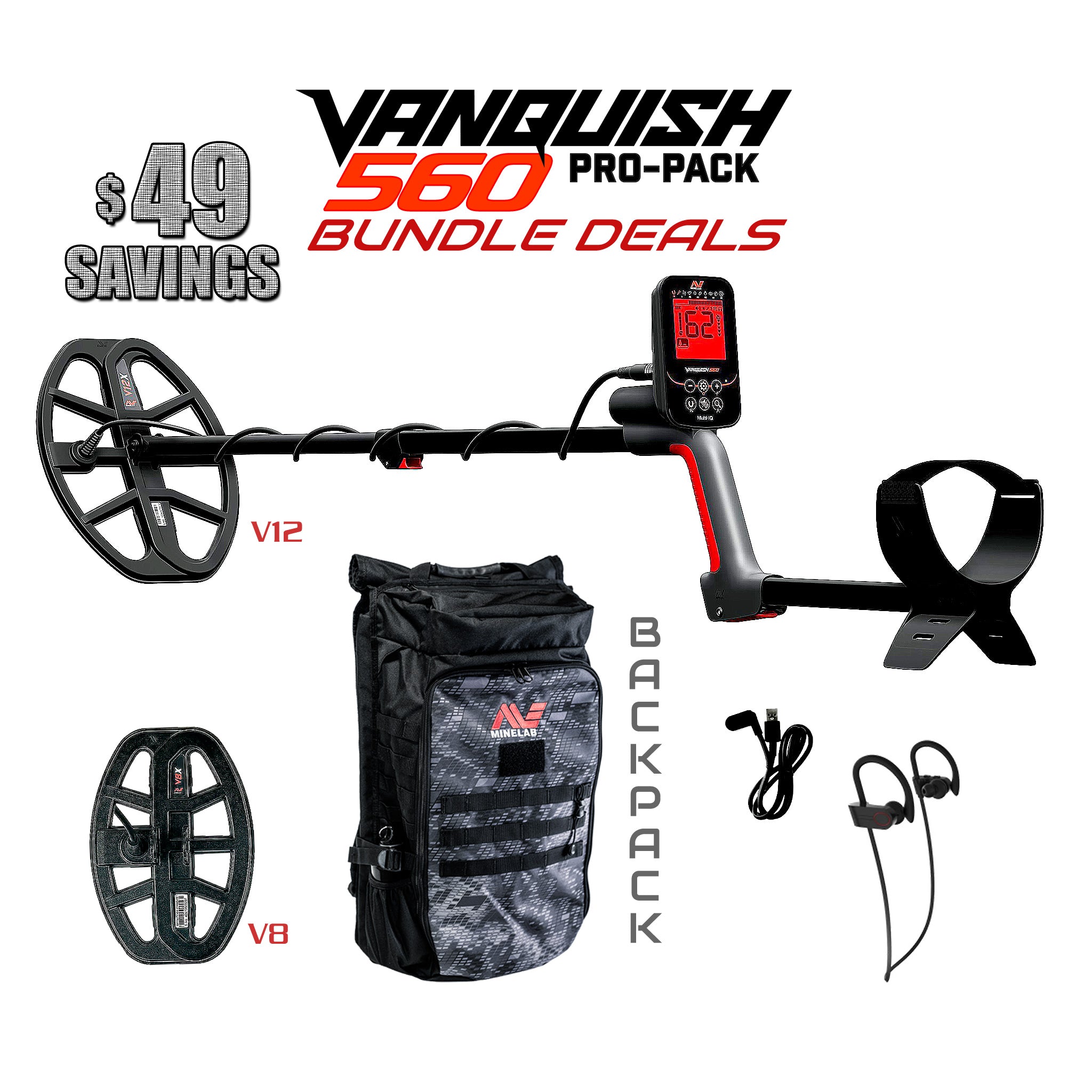Minelab | Vanquish 560 Pro Pack Metal Detector Bundle | LMS Metal Detecting